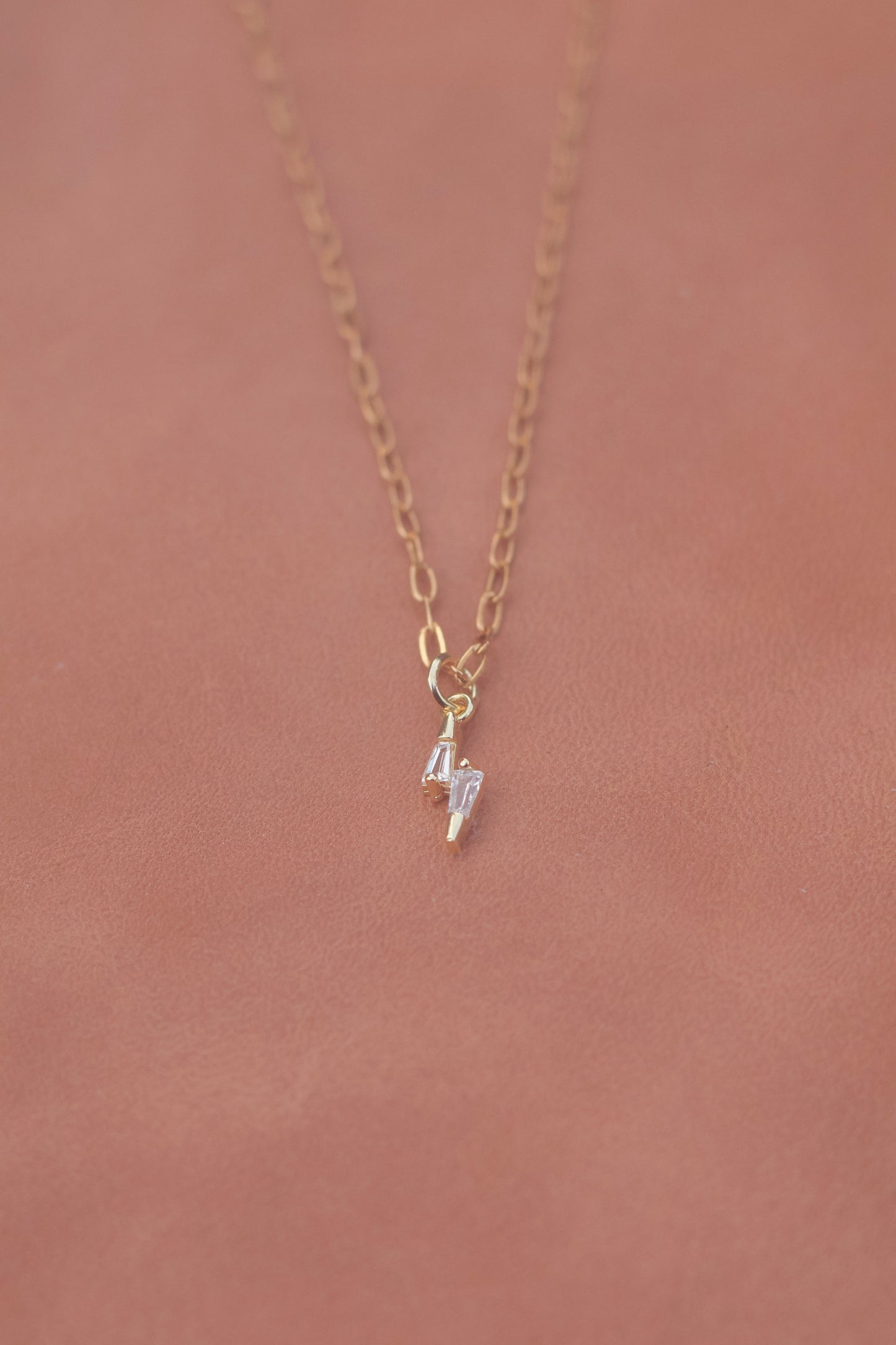 CZ Lightning Bolt Gold Filled Necklace