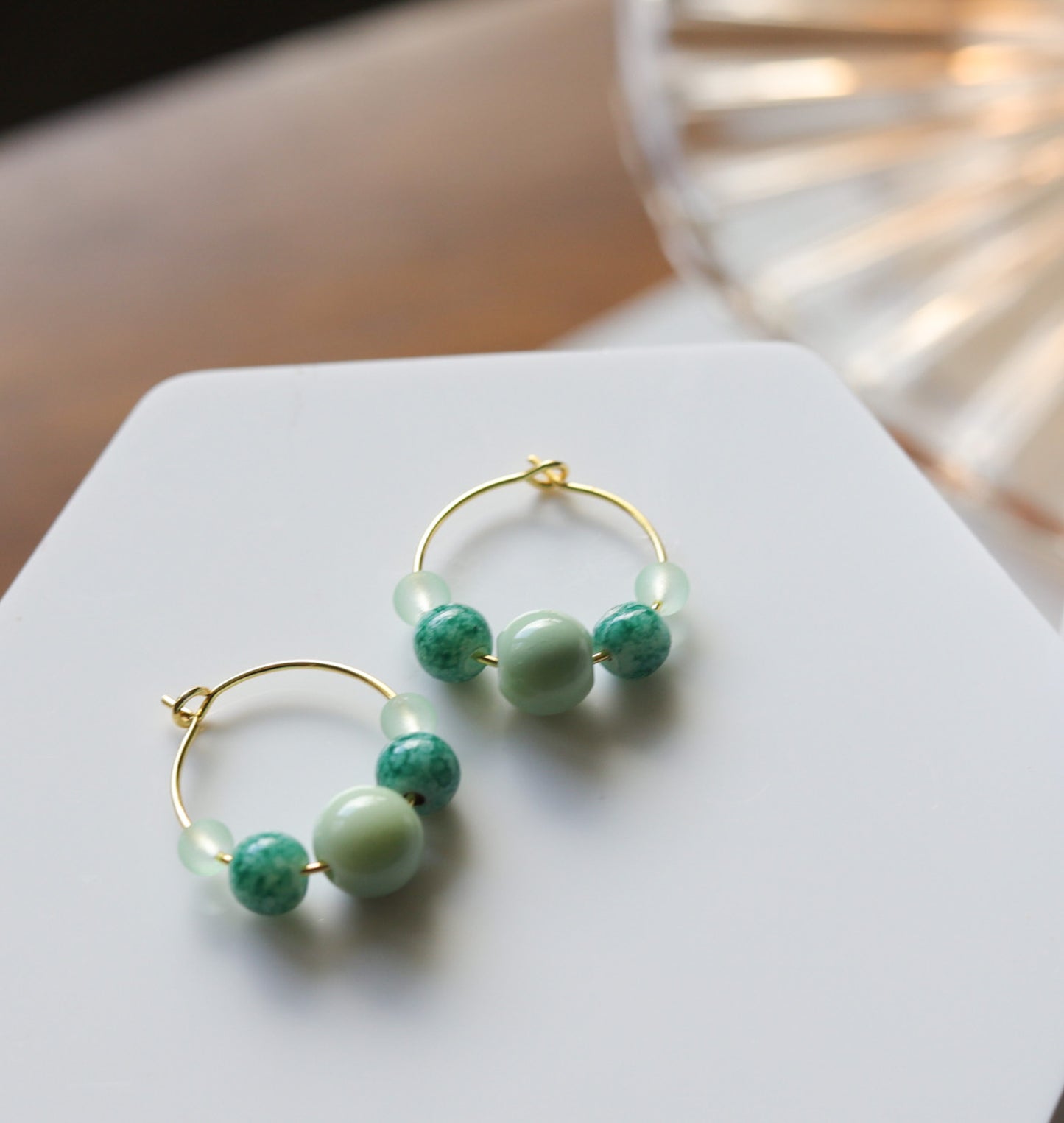 Aqua Beaded Hoops