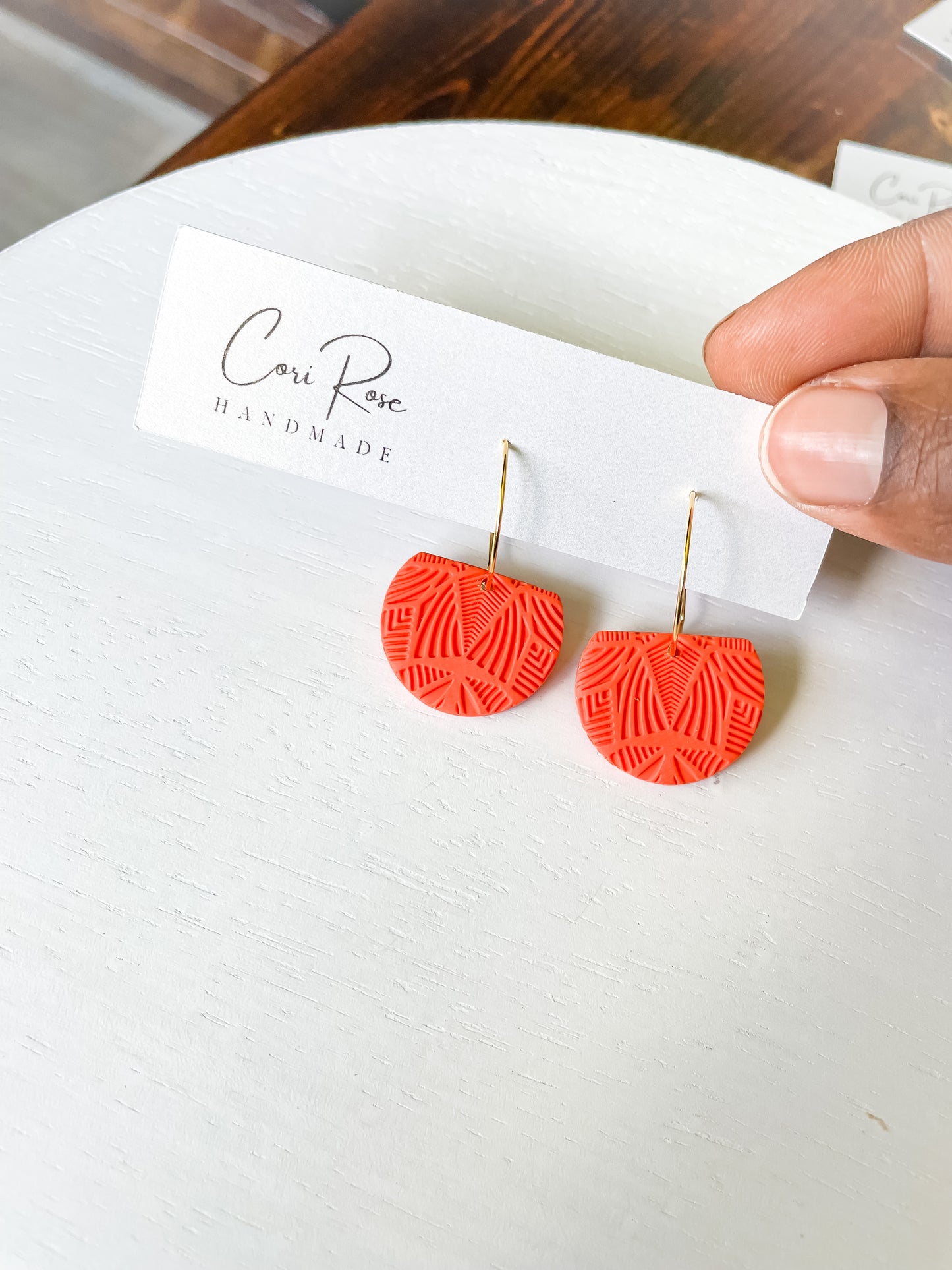 Orange Textured Hoops