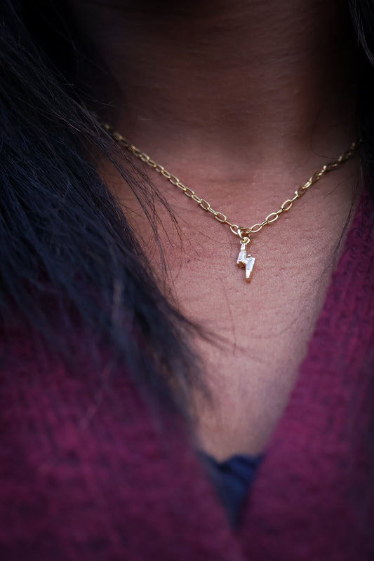 CZ Lightning Bolt Gold Filled Necklace