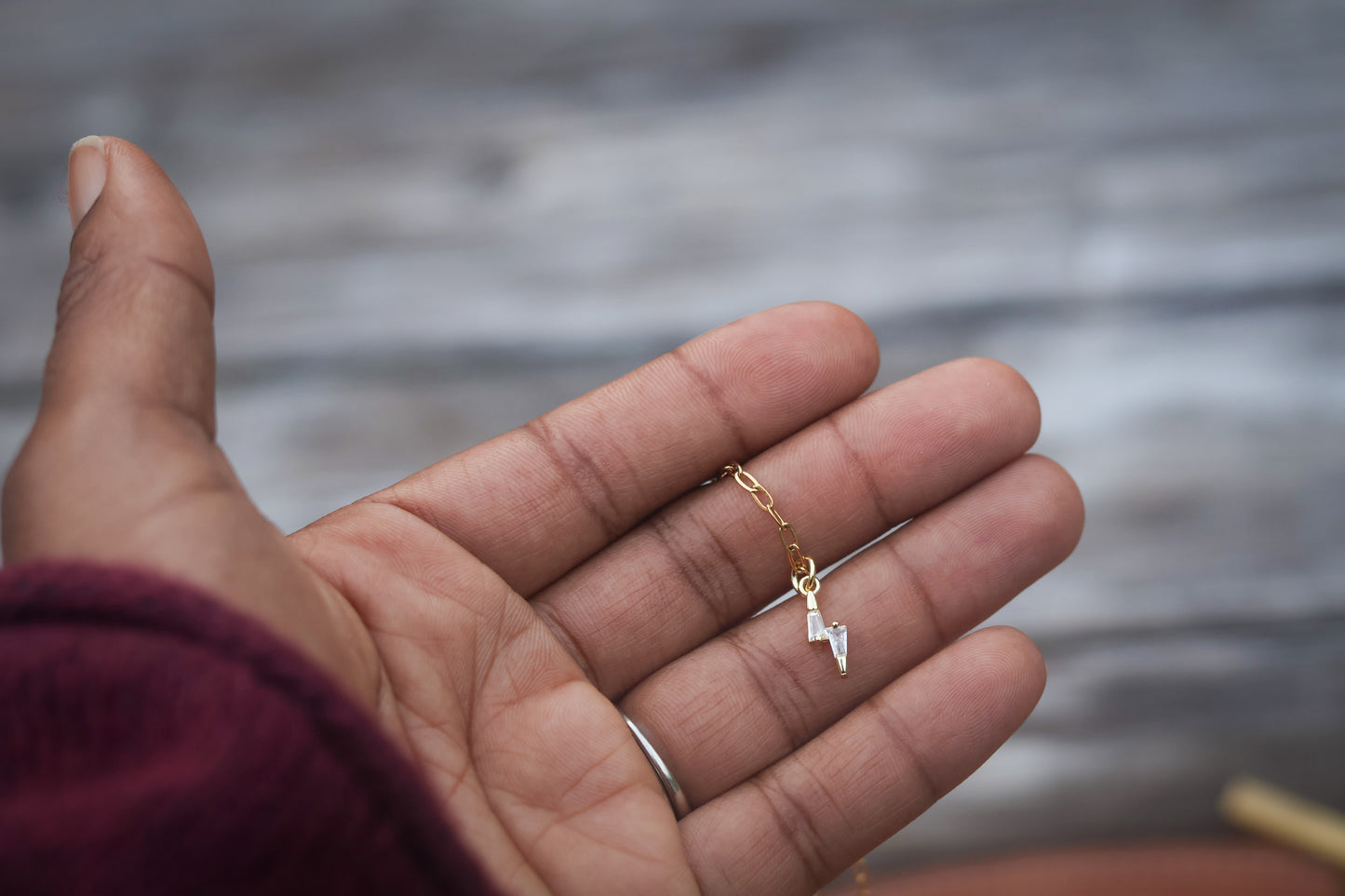 CZ Lightning Bolt Gold Filled Necklace