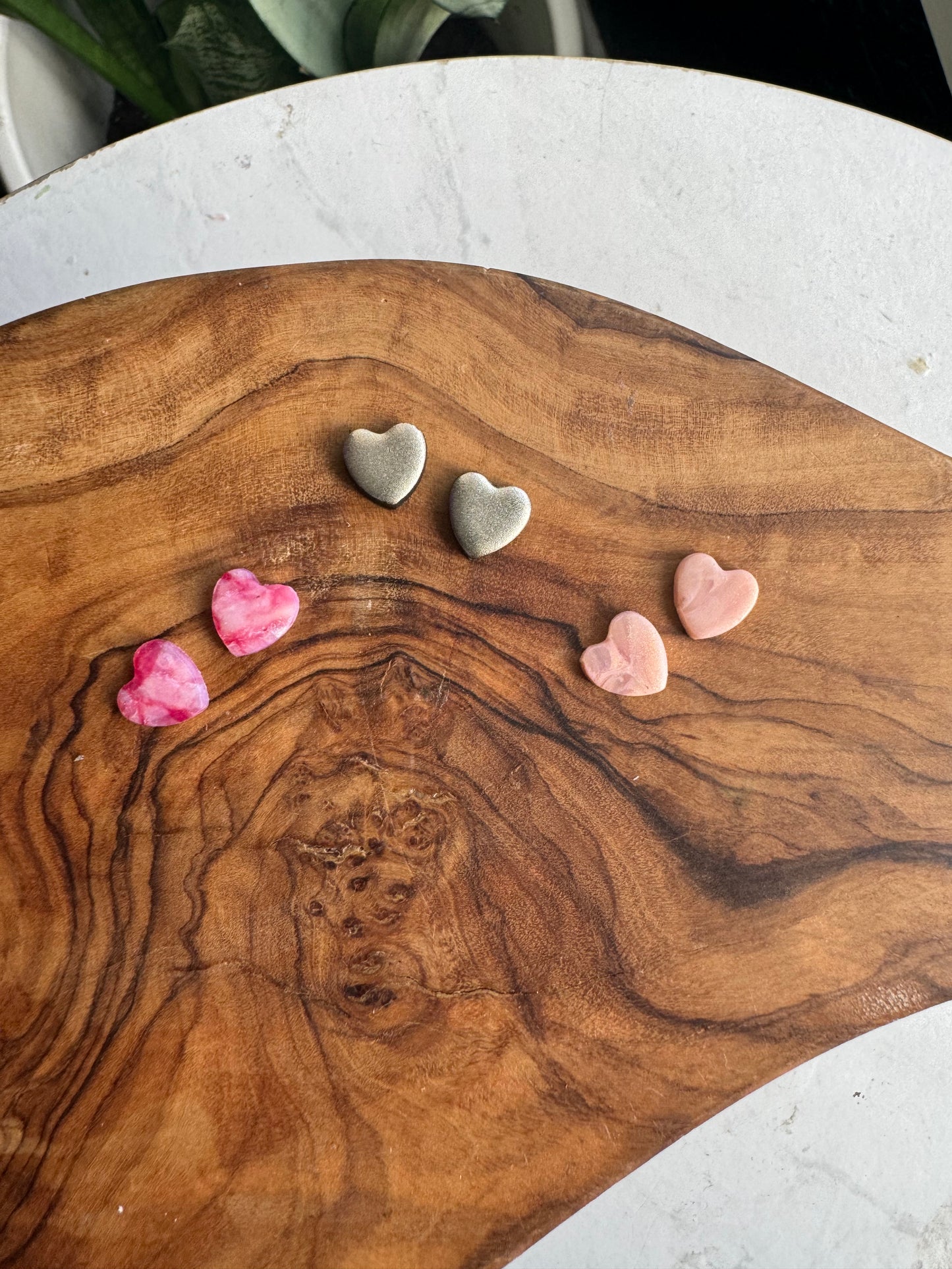 Pink Heart Studs