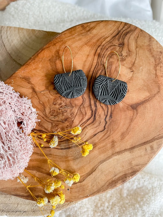 Black Textured Hoops