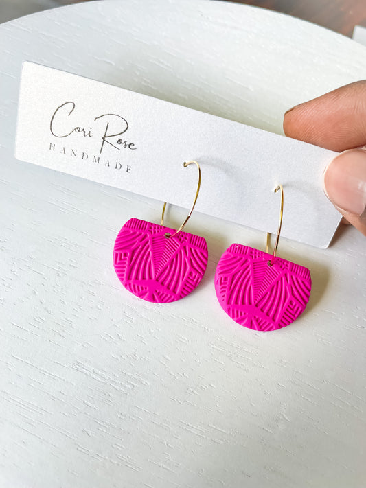 Bright Fuschia Textured Hoops