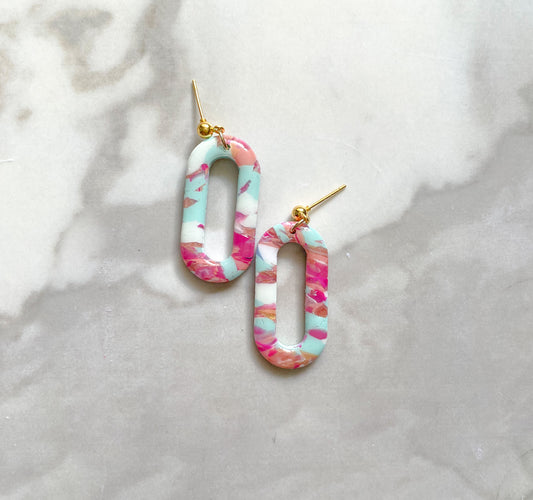 Teal and Fuschia Abstract Dangles